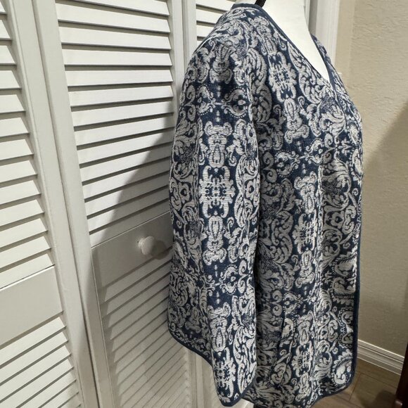 Coldwater Creek Jacquard Open Front Jacket Blue/Gray – Size 16 - Picture 4 of 8